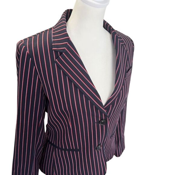 Argent Pinstripe Classic Single Breasted 2 Button Blazer Jacket Navy/Red Size 6 - Picture 3 of 10